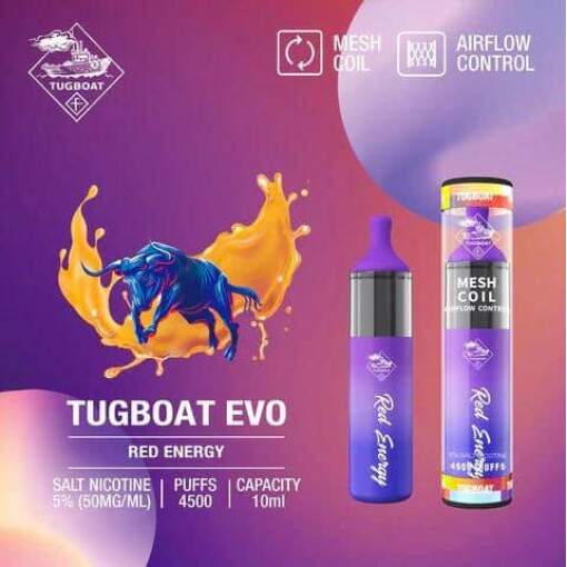 Tugboat disposable - red energy - 4500 puffs