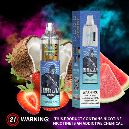 Convenient TORNADO Disposable 7000 puff - TIGER BLOOD - ( RECHARGEABLE ) - Ready-to-use disposable vape device in Egypt