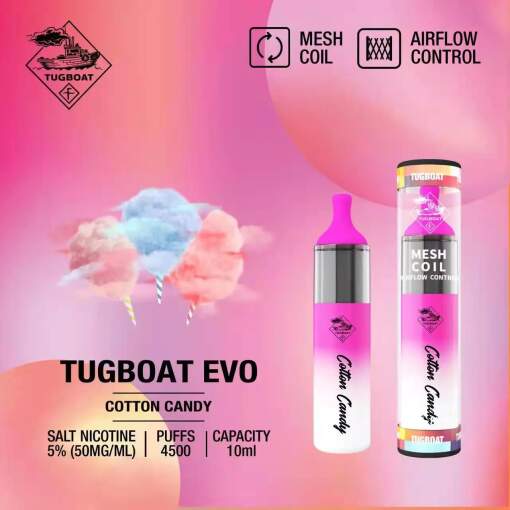 Tugboat disposable - cotton candy - 4500 puffs