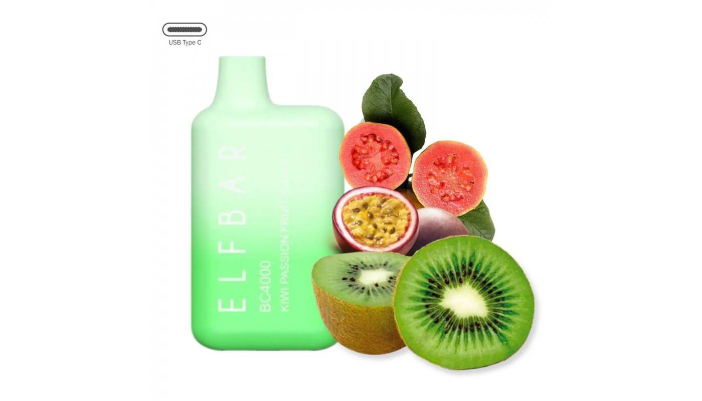 جهاز ELF BAR للاستخدام مرة واحدة 5000 بخة - كيوي باشن فروت جوافة - (قابل لإعادة التوصيل) - جهاز vape للاستخدام مرة واحدة جاهز للاستخدام في مصر