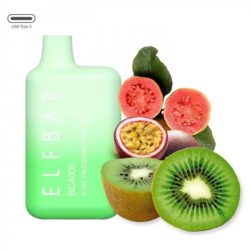 Convenient ELF BAR Disposable 5000 puff - Kiwi Passion Fruit Guava - ( RECHARGEABLE ) - Ready-to-use disposable vape device in Egypt