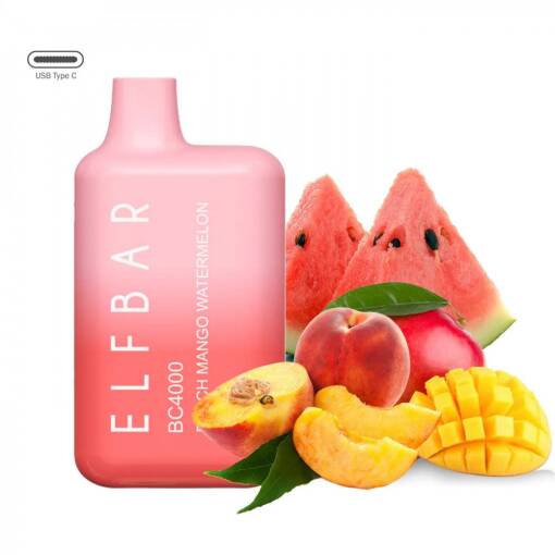 Convenient ELF BAR Disposable 5000 puff - Peach Mango Watermelon - ( RECHARGEABLE ) - Ready-to-use disposable vape device in Egypt
