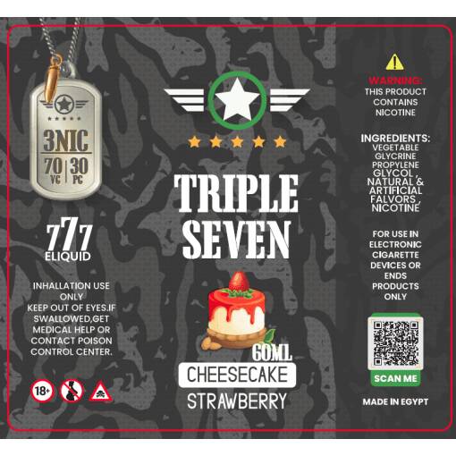 Premium Triple Seven - Strawberry Cheesecake - DL - 60ml - High-quality vaping product available in Egypt
