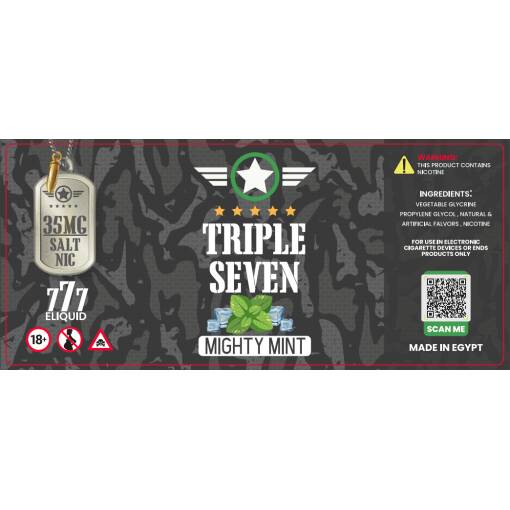 Premium Triple Seven -  Mighty Mint - SALT - 30ML - High-quality vaping product available in Egypt