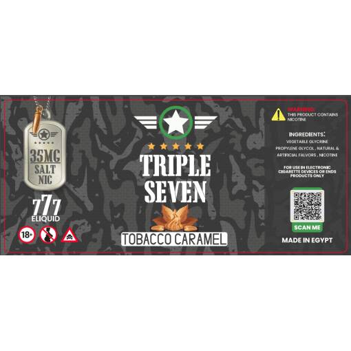 بريميوم تريبل سفن - توباكو كراميل - ملح - 30 مل - منتج تبخير عالي الجودة متوفر في مصر