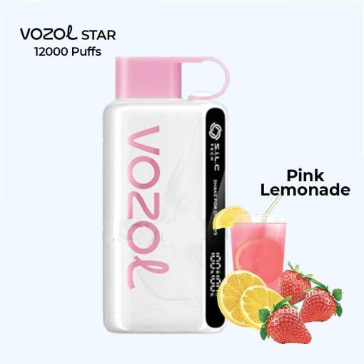 جهاز Vozol Star 12000 PUFF للاستخدام مرة واحدة - ليمونادة بينكة - (قابل لإعادة التوصيل) - جهاز vape للاستخدام مرة واحدة جاهز للاستخدام في مصر