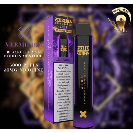 Convenient Zeus Juice Disposable - Zeus - Berries Blackcurrant Menthol - 5000 PUFF - 20 MG ( RECHARGABLE ) - Ready-to-use disposable vape device in Egypt