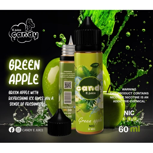 Premium candy - green apple - mtl - 60ml - high-quality vaping product available in egypt