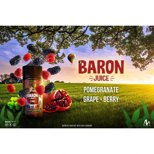 Premium baron - ice pomegranate grape berry - dl - 100ml - high-quality vaping product available in egypt