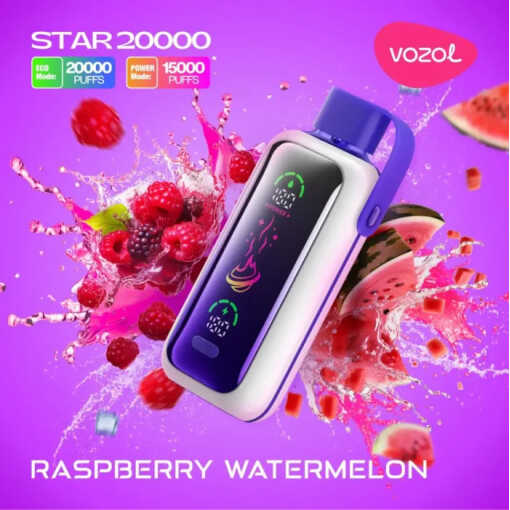 Convenient Vozol Disposable Star 20000 puff - RASPBERRY WATERMELON - ( RECHARGEABLE ) - Ready-to-use disposable vape device in Egypt