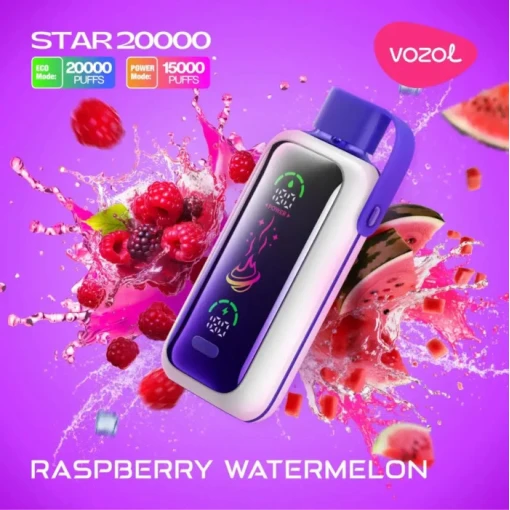 Convenient Vozol Disposable Star 20000 puff - RASPBERRY WATERMELON - ( RECHARGEABLE ) - Ready-to-use disposable vape device in Egypt