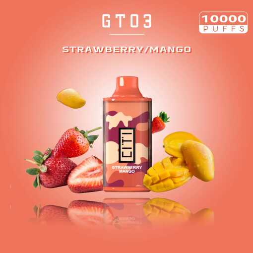 Convenient citi disposable 10000 puff gt03 - strawberry mango - ( rechargeable ) 20 mg - ready-to-use disposable vape device in egypt