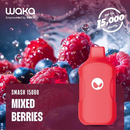 Waka smash disposable 15000 puff - mixed berries - ( rechargeable )