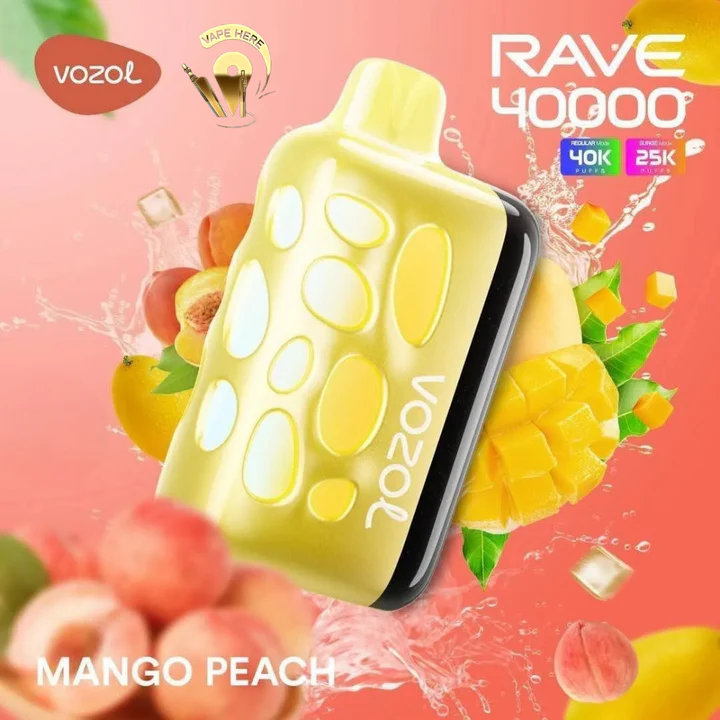 Vozol Disposable Rave 40000 puff - Mango Peach - ( RECHARGEABLE ) 1 Convenient Vozol Disposable Rave 40000 puff - Mango Peach - ( RECHARGEABLE ) - Ready-to-use disposable vape device in Egypt