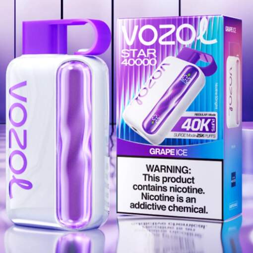 Vozol  disposable star 40000 puff - grape ice - ( rechargeable )