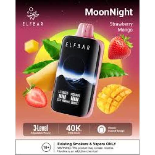 Elfbar moonnight 40000 puff - strawberry mango - ( rechargeable )