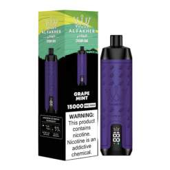 Alfakher crown bar disposable 15000 puff - dtl - grape mint - ( rechageable )
