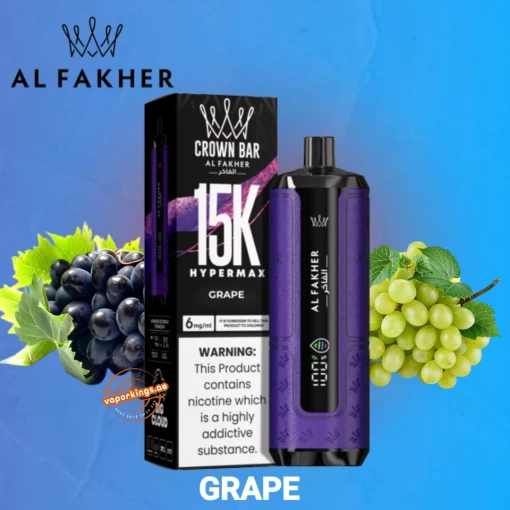 Alfakher crown bar disposable 15000 puff - dtl - grape - ( rechageable )