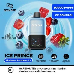 GEEK BAR ICE PRINCE - BLUEBERRY RASPBERRY ICE - 50000 PUFFS - ( RECHARGEABLE )