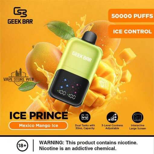 Geek bar ice prince - mexico mango ice - 50000 puffs - ( rechargeable )