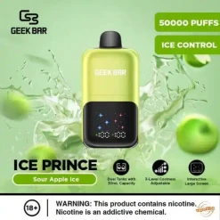 GEEK BAR ICE PRINCE - SOUR APPLE ICE - 50000 PUFFS - ( RECHARGEABLE )