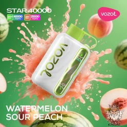 Vozol  disposable star 40000 puff - watermelon sour peach - ( rechargeable )