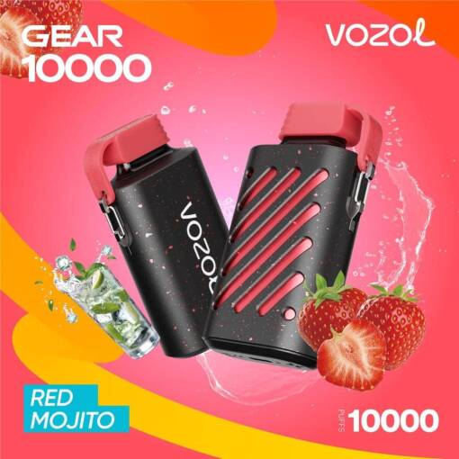 Vozol 10000 سحبة للاستخدام مرة واحدة - موجيتو أحمر - (قابلة لإعادة التوصيل)