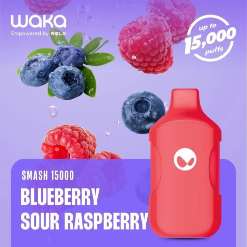 Waka Smash Disposable 15000 puff - Blueberry sour raspberry -  RECHARGEABLE )