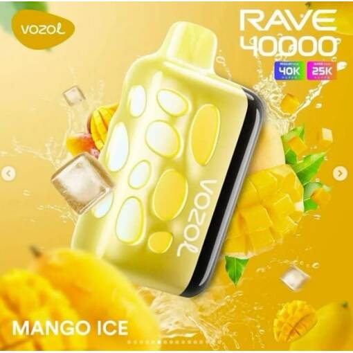 Vozol جهاز ريف 40000 سحبة للاستخدام مرة واحدة - آيس مانجا - (قابل لإعادة التوصيل)