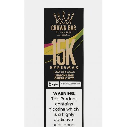 ALFAKHER CROWN BAR HyperMax Disposable 15000 puff - DTL - LEMON LIME CHERRY FIZZ - ( RECHAGEABLE )
