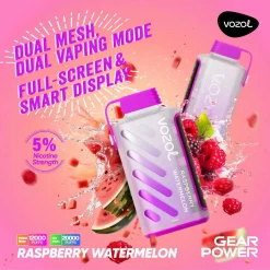 Vozol Gear Power 20000 puff - Raspberry Watermelon - ( RECHARGEABLE )