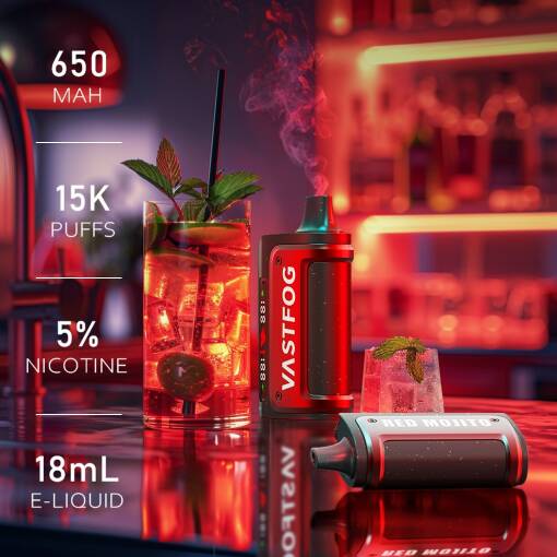 Vastfog Disposable 15000 puff - REDMOJITO - (قابلة لإعادة التوصيل) 50 ملغ