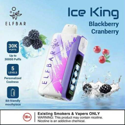 ELFBAR ICE KING 30000 سحبة - بلاك بيري كرانبيري - (قابلة لإعادة التوصيل)