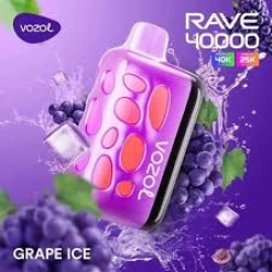 Vozol  Disposable Rave 40000 puff - Grape Ice - ( RECHARGEABLE )