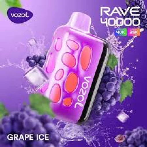 Vozol جهاز ريف 40000 سحبة للاستخدام مرة واحدة - بطعم العنب والآيس كريم - (قابل لإعادة التوصيل)