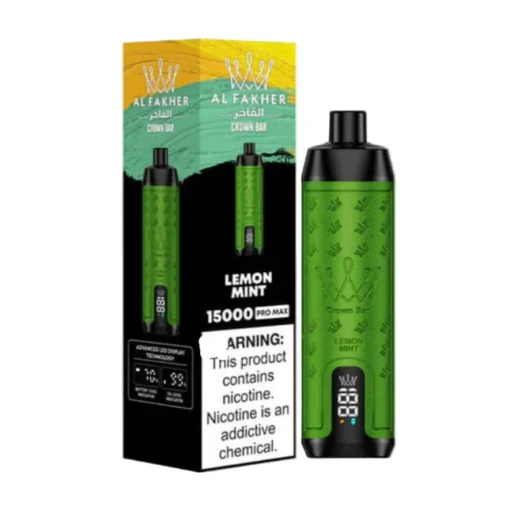 ALFAKHER CROWN BAR Disposable 15000 puff - DTL - LEMON MINT - ( RECHAGEABLE )