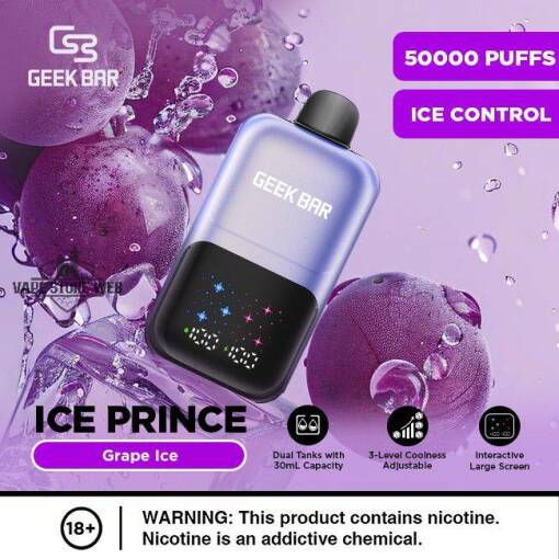 GEEK BAR ICE PRINCE - GRAPE ICE - 50000 PUFFS - ( RECHARGEABLE )