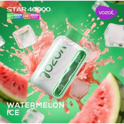 Vozol ستار 40000 سحبة للاستخدام مرة واحدة - آيس البطيخ - (قابلة لإعادة التوصيل)