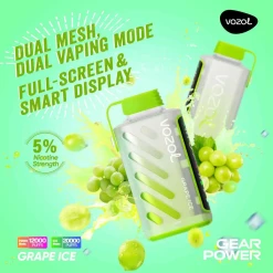 Vozol Gear Power 20000 puff - GRAPE ICE - ( RECHARGEABLE )
