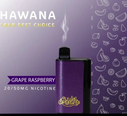 HAWANA PATRONE BAR 6500 سحبة للاستخدام مرة واحدة - طعم العنب والتوت - (قابلة لإعادة التوصيل) 50 ملغ