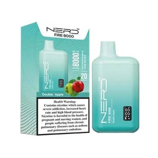 NERD Disposable 8000 PUFF - تفاحة مزدوجة - 20 ملغ (قابلة لإعادة التوصيل)
