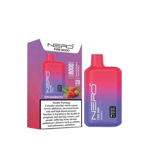NERD Disposable 8000 PUFF - STRAWBERRY - 20 MG (قابل لإعادة التوصيل)