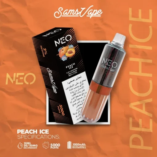 NEO Disposable 5000 PUFF - PEACH ICE - 50 MG (قابلة لإعادة التوصيل)