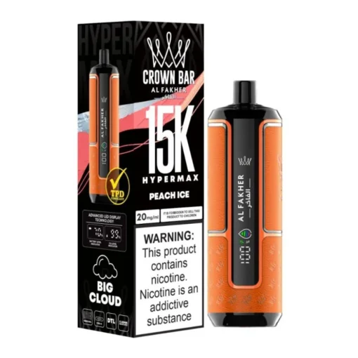 ALFAKHER CROWN BAR HyperMax Disposable 15000 puff - DTL - PEACH ICE - ( RECHAGEABLE )