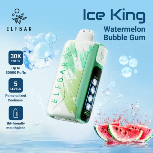 ELFBAR ICE KING 30000 puff - WATERMELON BUBBLEGUM - ( RECHARGEABLE )