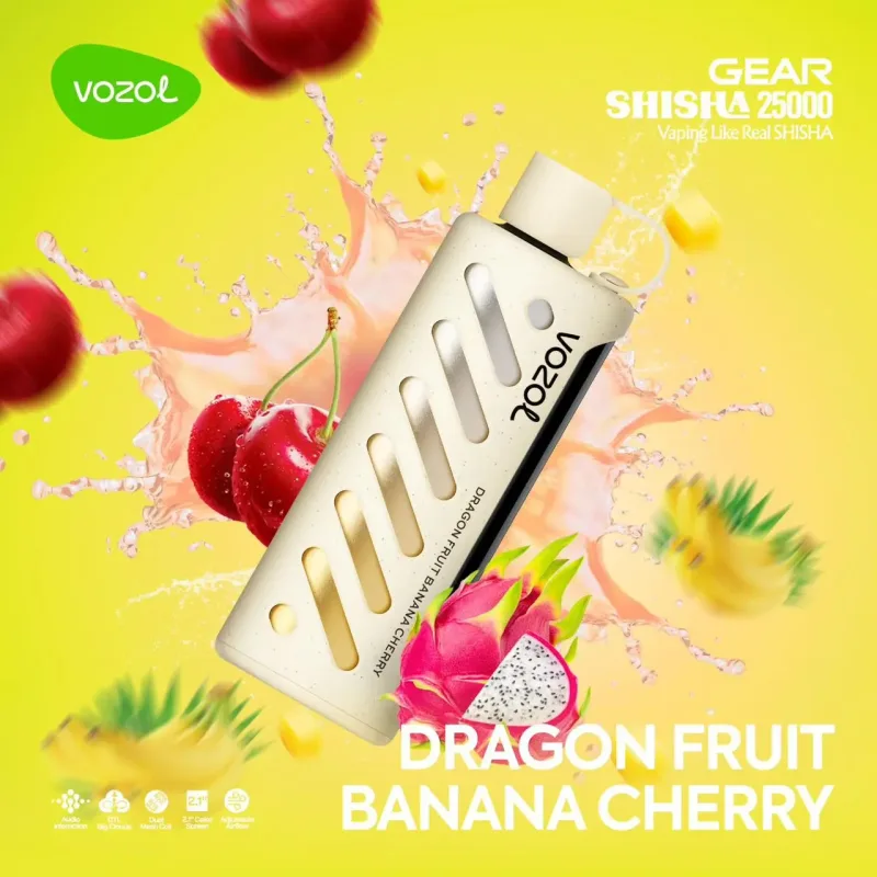 Vozol Disposable Shisha DTL 25000 puff - DRAGONFRUIT BNANA CHERRY - ( RECHARGEABLE ) 1 Vozol Disposable Shisha DTL 25000 puff - DRAGONFRUIT BNANA CHERRY - ( RECHARGEABLE )