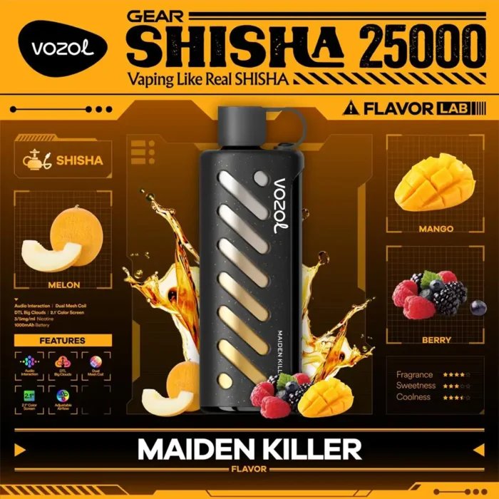 Vozol Disposable Shisha DTL 25000 puff - MAIDEN KILLER - ( RECHARGEABLE ) 1 Vozol Disposable Shisha DTL 25000 puff - MAIDEN KILLER - ( RECHARGEABLE )