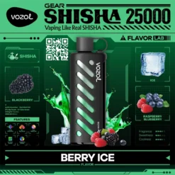 Vozol Disposable Shisha DTL 25000 puff - BERRY ICE - ( RECHARGEABLE )