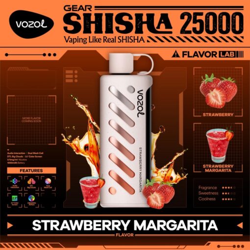 Vozol Disposable Shisha DTL 25000 puff - STRAWBERRY MARGARITA - ( RECHARGEABLE )