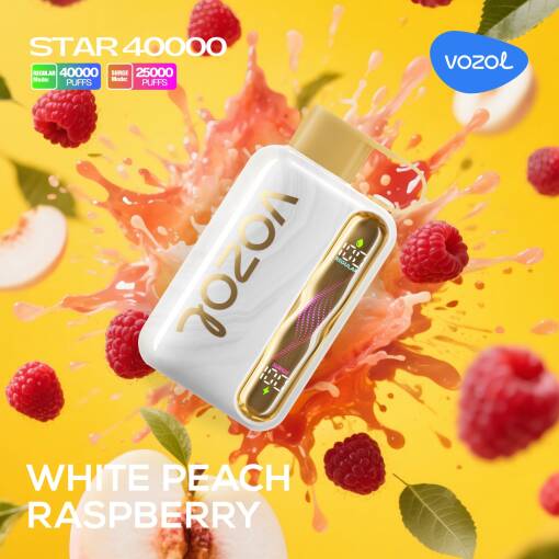 Vozol  Disposable Star 40000 puff - WHITE PEACH RASPBERRY - ( RECHARGEABLE )